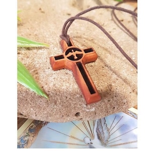 Dark Wooden Cross Necklace for Men Mens Pendant Necklace-wood Necklace  Pendants for Men, Wood Anniversary Gifts, Gift for Him, Dad Gifts 