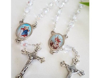 Car Rosary St Christopher and St Michael/Saint Christopher Auto Rosary/Saint Michael Auto Rosary/One Decade Crystal Rosary Bead for Vehicle