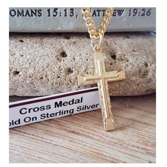 Gold on Sterling Silver Cross Medalnew 
