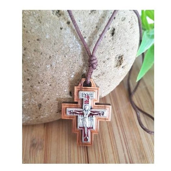 Olive wood crucifix on sale necklace