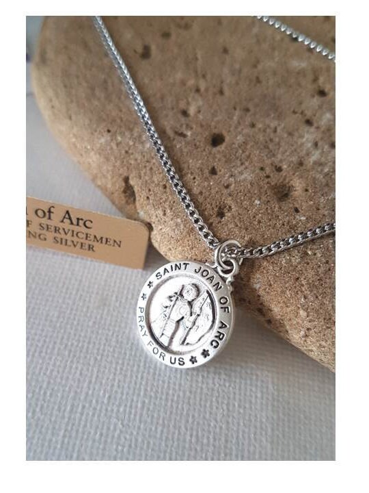 St Joan of Arc Sterling Medal Necklace/sterling Silver Saint - Etsy ...