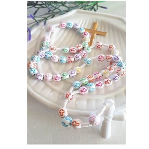 Childrens Rosary,Colourful Resin Beads Rosary,Rosary for Kids,Prayer Beads for Children,Corded Rosary for young Children,Christening Gifts