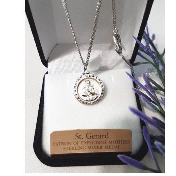 Collier en argent sterling Saint-Gérard/Sainte patronne pour les femmes enceintes/Sainte pour la fertilité et la grossesse/Bijoux de saint en argent sterling