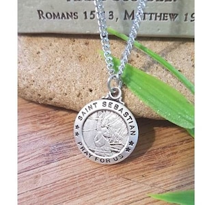 St Sebastian Sterling Medal,Patron Saint for Athletes,Adults Patron Saint Medal,Sterling Silver Saint Sebastian Necklace,Sports Related Gift