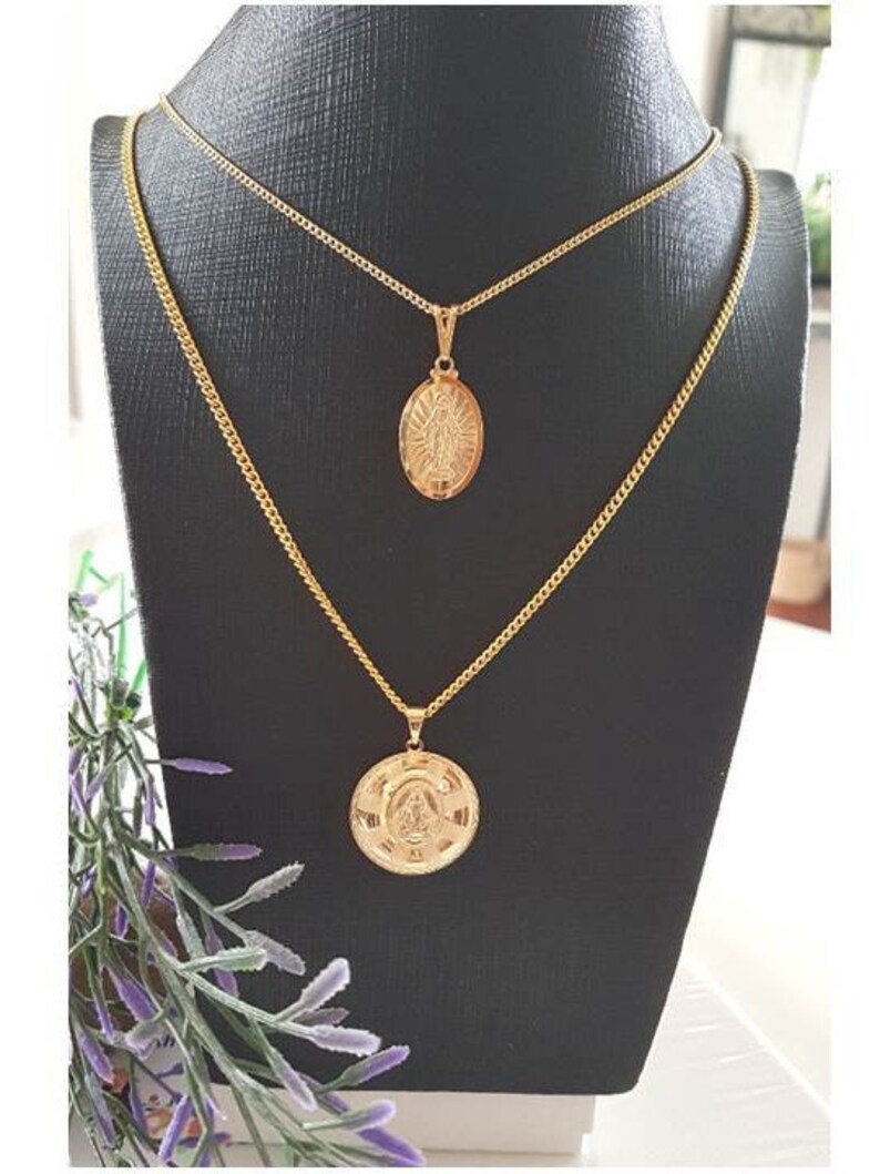 Virgin Mary Gold Filled Pendant18K Gold Filled Our Lady Of Grace NecklaceLadies Miraculous Lady PendantGirls Gold Filled Madonna Pendant