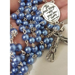 Mother Teresa Rosary,blue Pearl Rosary,st Teresa of Calcutta Rosary ...