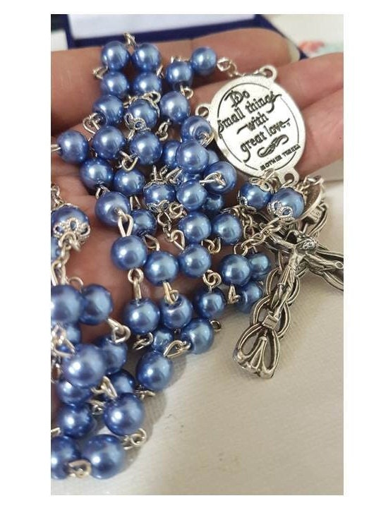 Mother Teresa Rosary,blue Pearl Rosary,st Teresa of Calcutta Rosary ...