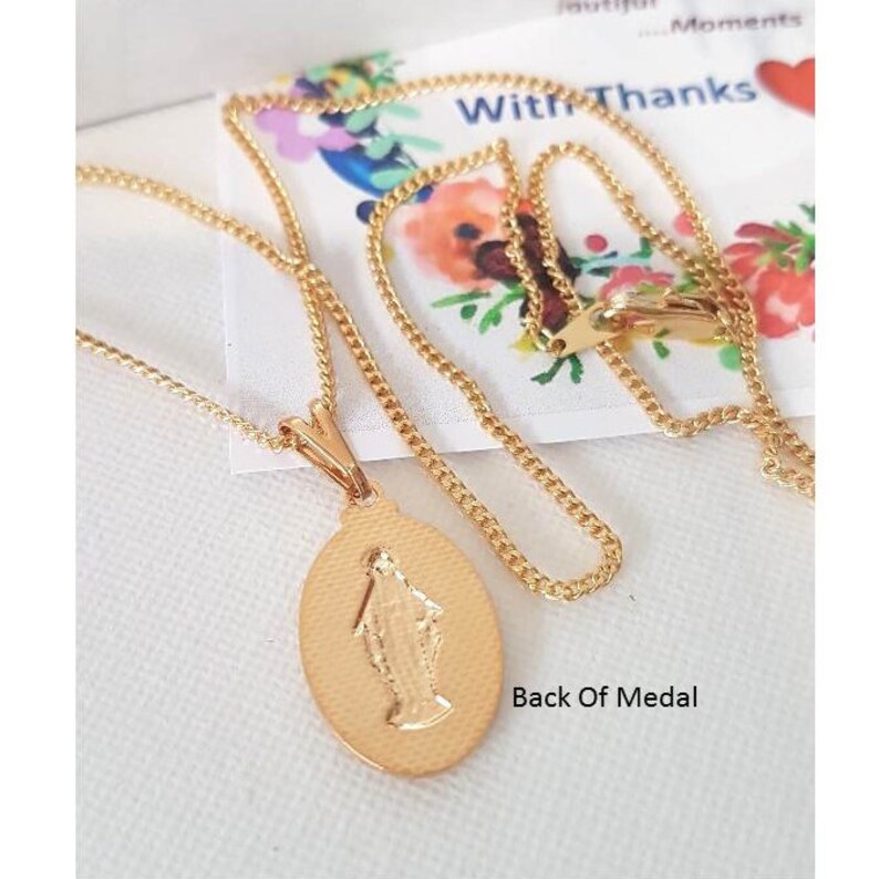 Virgin Mary Gold Filled Pendant18K Gold Filled Our Lady Of Grace NecklaceLadies Miraculous Lady PendantGirls Gold Filled Madonna Pendant