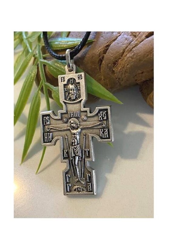 Collana Uomo Con Medaglia Crocifisso Ortodosso Russo San Michele Arcangelo Mendel