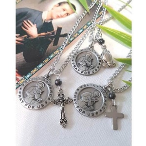 Medalla de San Gerardo con colgante de dije, San Gerardo con tarjeta de oración, Medalla con elige tu dije, Santo Patrón de la Maternidad y el Niño No Nacido