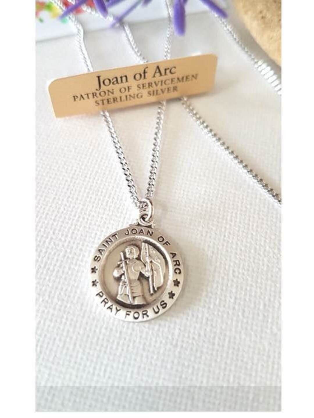 St Joan of Arc Sterling Medal Necklace/sterling Silver Saint Joan of ...