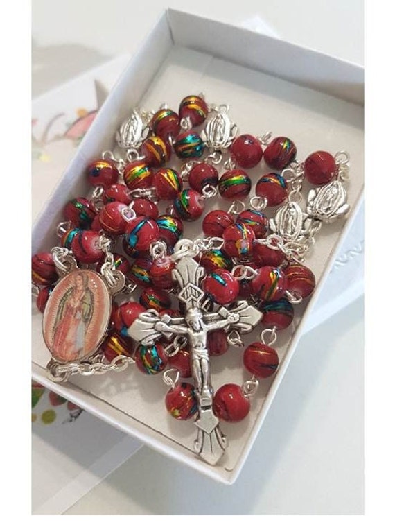Guadalupe Virgin & Pearls Mini Rosary