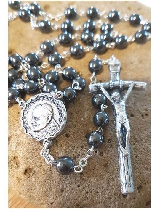 Pope Saint John Paul 11 Rosary,papal Crucifix,hematite Papal Rosary ...
