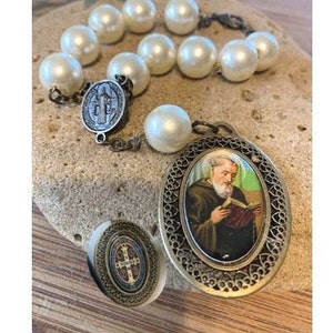 St Benedict  Home Blessing, St Benedict Door Rosary, One Decade Extra Large St Benedict Medal, Car and Auto Rosary San Benito, Antique Medal