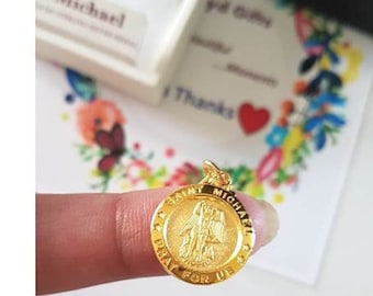Sterlingsilber 0,925 Gold Getönt Saint St. Michael Medaille