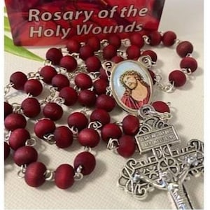 Chapelet en bois parfumé à la rose, Chapelet parfumé à la rose Ecce Homo, Chapelet des saintes plaies, Chapelet couronne d'épines avec livret d'instructions sur la façon de prier