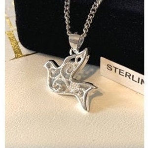 Sterling Medal Dove, Holy Spirit Pendant, Sterling Silver Holy Spirit Necklace, Silver Confirmation Gift Medal, Sacramental Gifts Idea