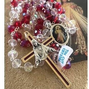 Terço da Divina Misericórdia, Terço de Cristal da Divina Misericórdia, Oração de Santa Faustina, Como Rezar o Cartão de Oração do Terço, Cristo Ressuscitado, Sangue de Jesus
