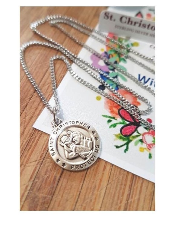 ciondolo San Cristoforo Argento sterling con collana 46c