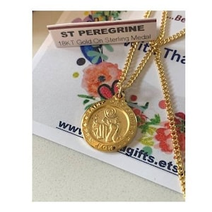 St Peregrine Medal, 18KT Gold Plated Saint Peregrine, Healing Saint ...