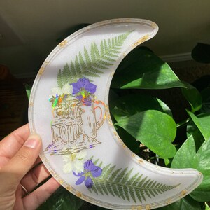 Trippy Holographic Waterfall Mug Floral Crescent Moon Jewelry Trinket Tray Ring Dish Home Decor