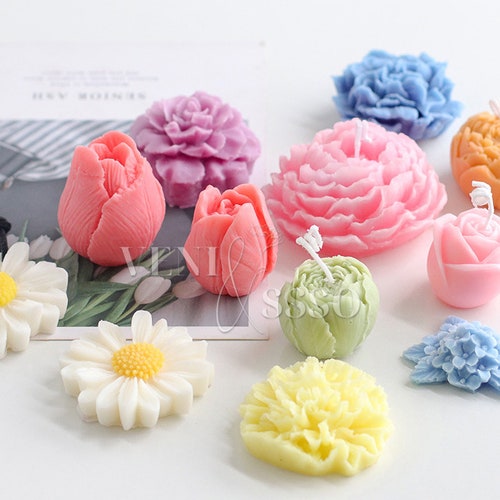 Flower Silicone Mold Rose Candle Resin Mold Candle Silicone Etsy