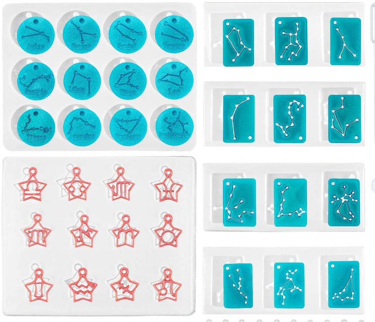 Twelve Zodiac Signs Resin Molds Constellation Pendants Resin Etsy