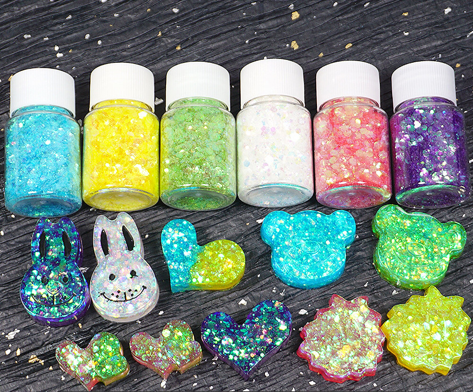 12 Pcs Set Yellow Sequins Chunky Glitter for Resin Epoxy Crafts and Nail  Art 