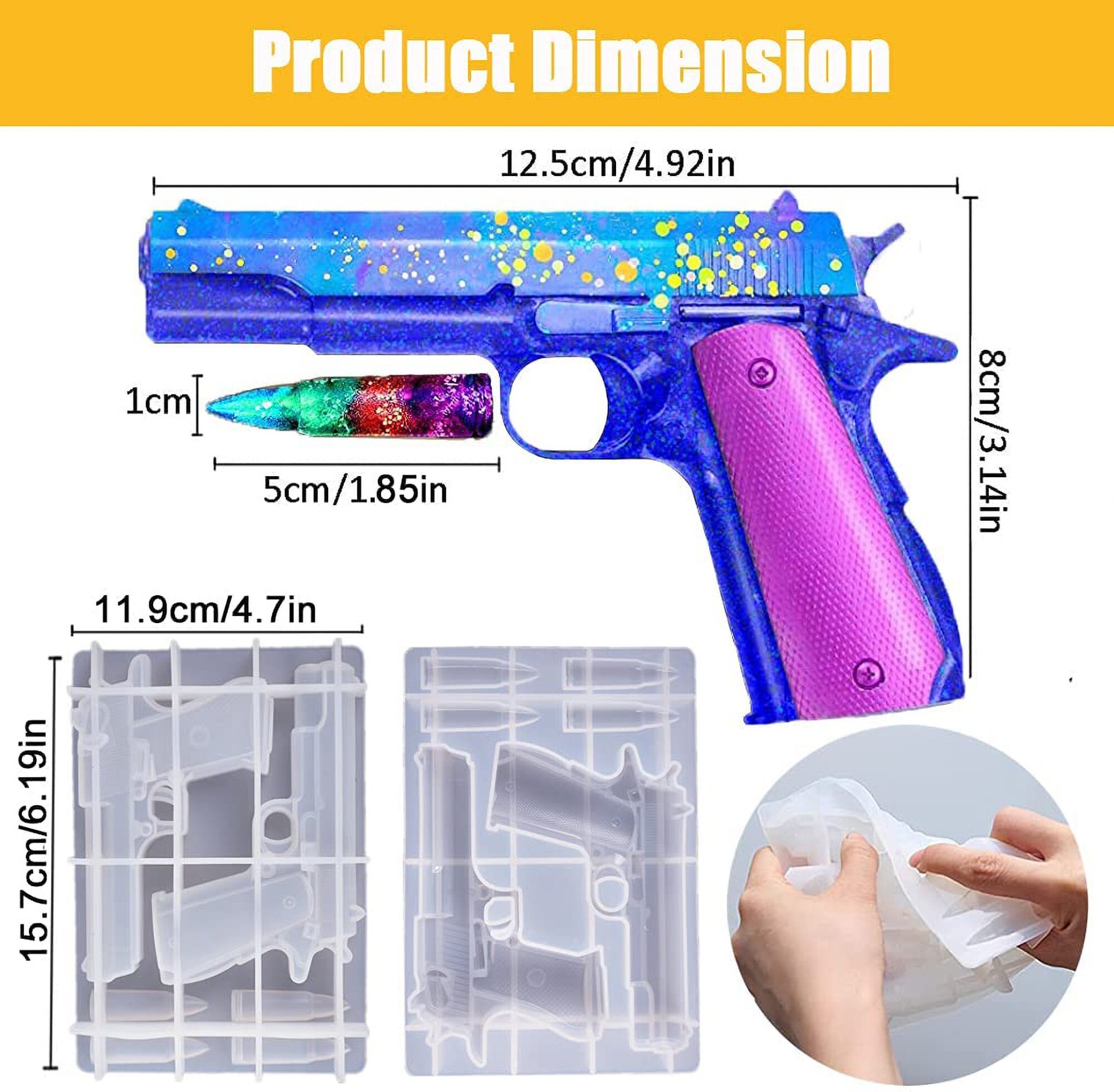 Gun Mold Gun Silicone Mold Gun Keychain Mold Resin Gun & Etsy
