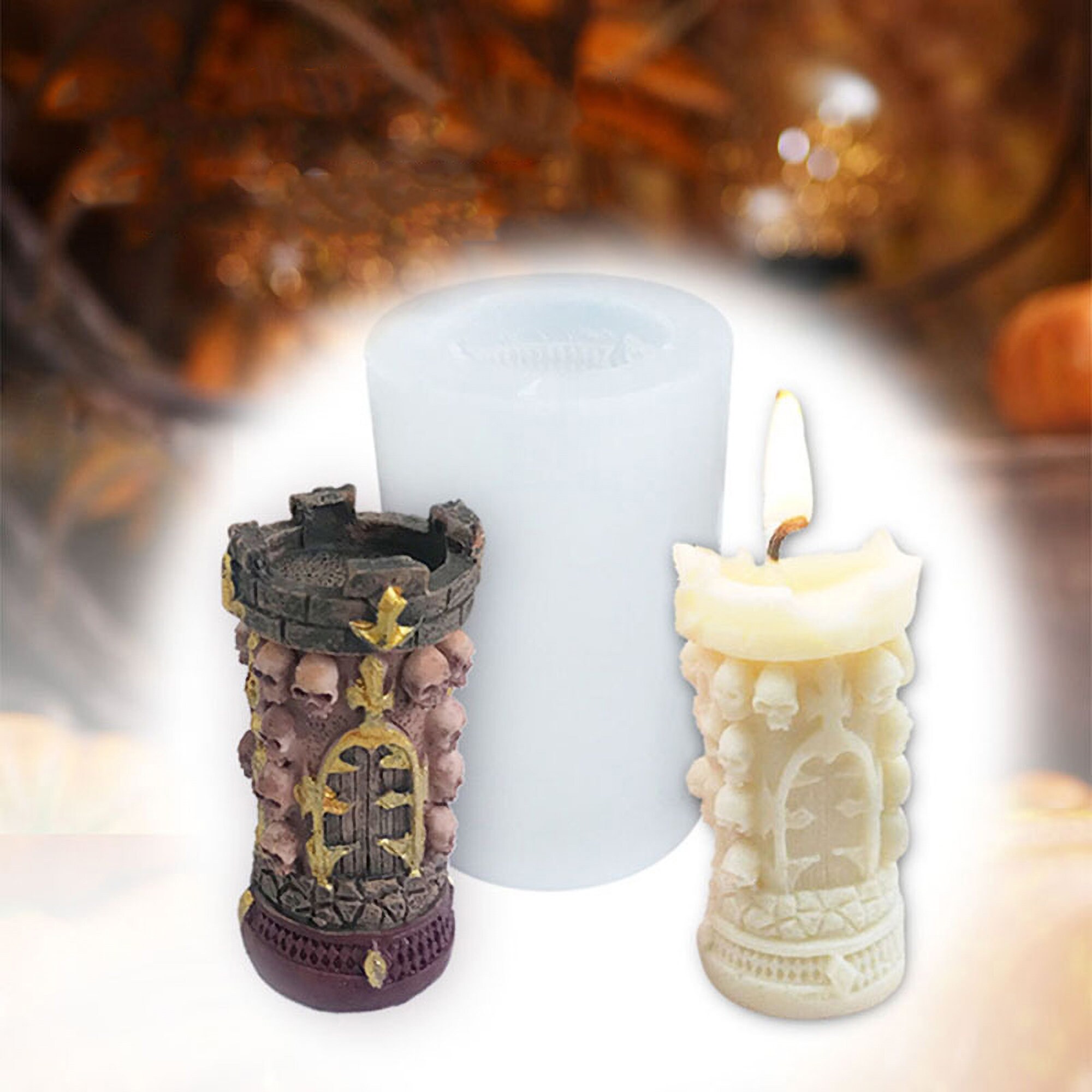 Halloween Candle Resin Mold Silicone Candle Mold 3d Skull Etsy