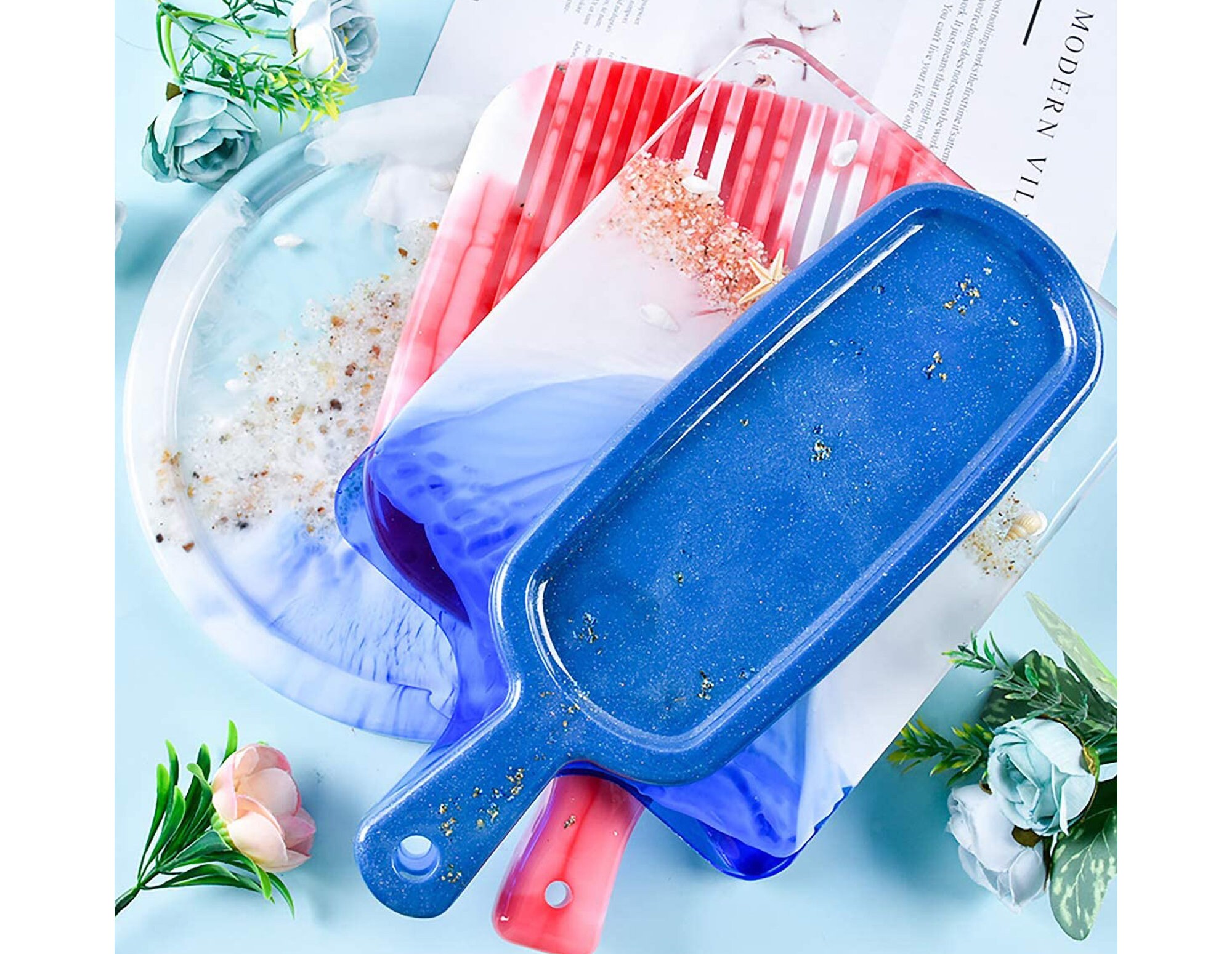 Serving Tray Mold Resin Round Square Rolling Board Silicone Etsy