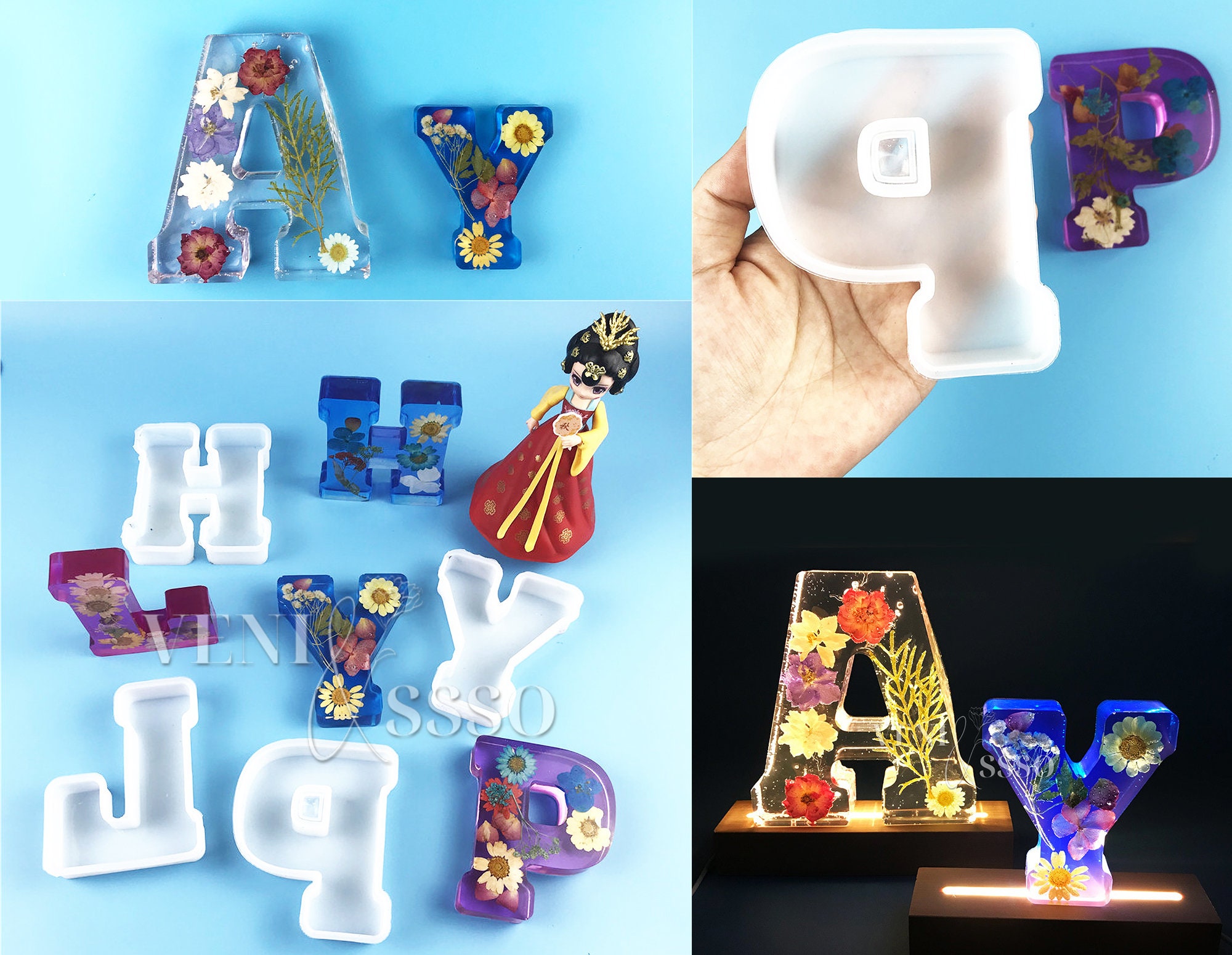 Pixel Alphabet Silicone Mold (26 Cavity) | Large Capital Letters Mold | Big  Uppercase Letter A to Z Mold | Resin Mould Supplies (38mm)