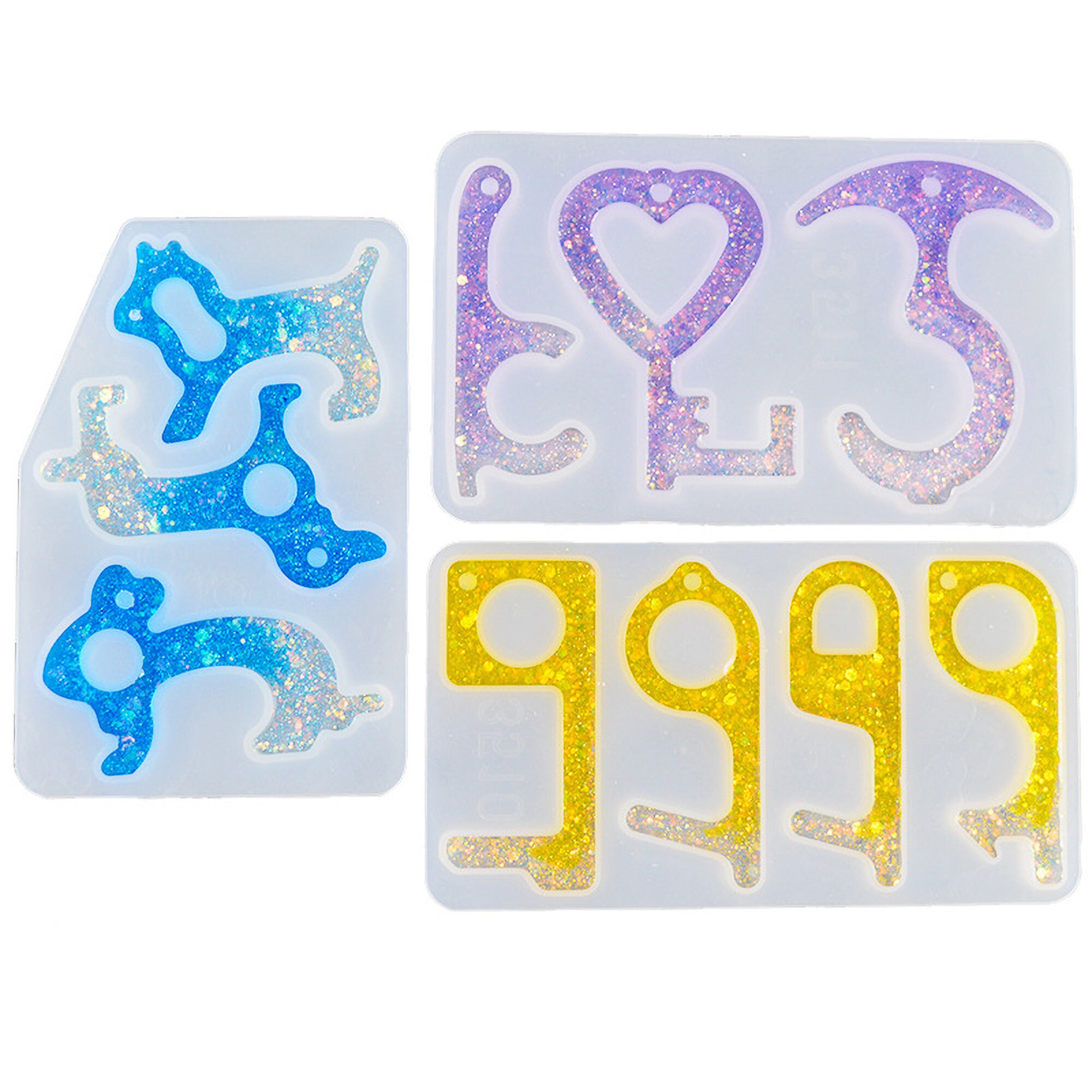 Touchless Keychain Resin Molds, Set of 5