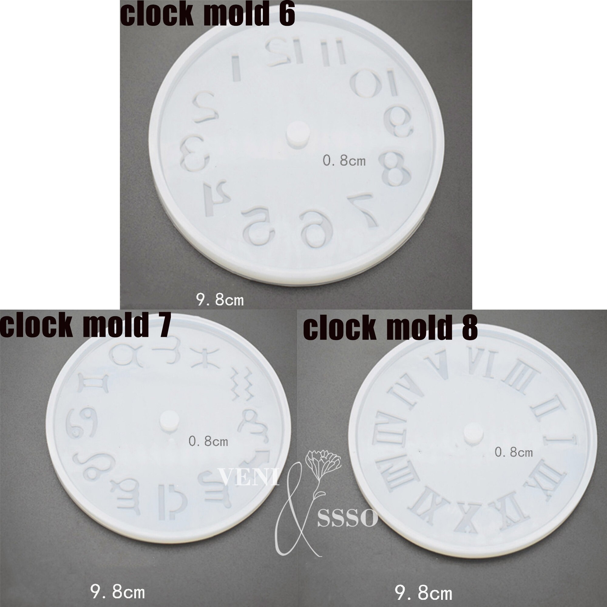 9.8cm Silicone Clock Mold Clock Resin Silicone Mold Casting Tools