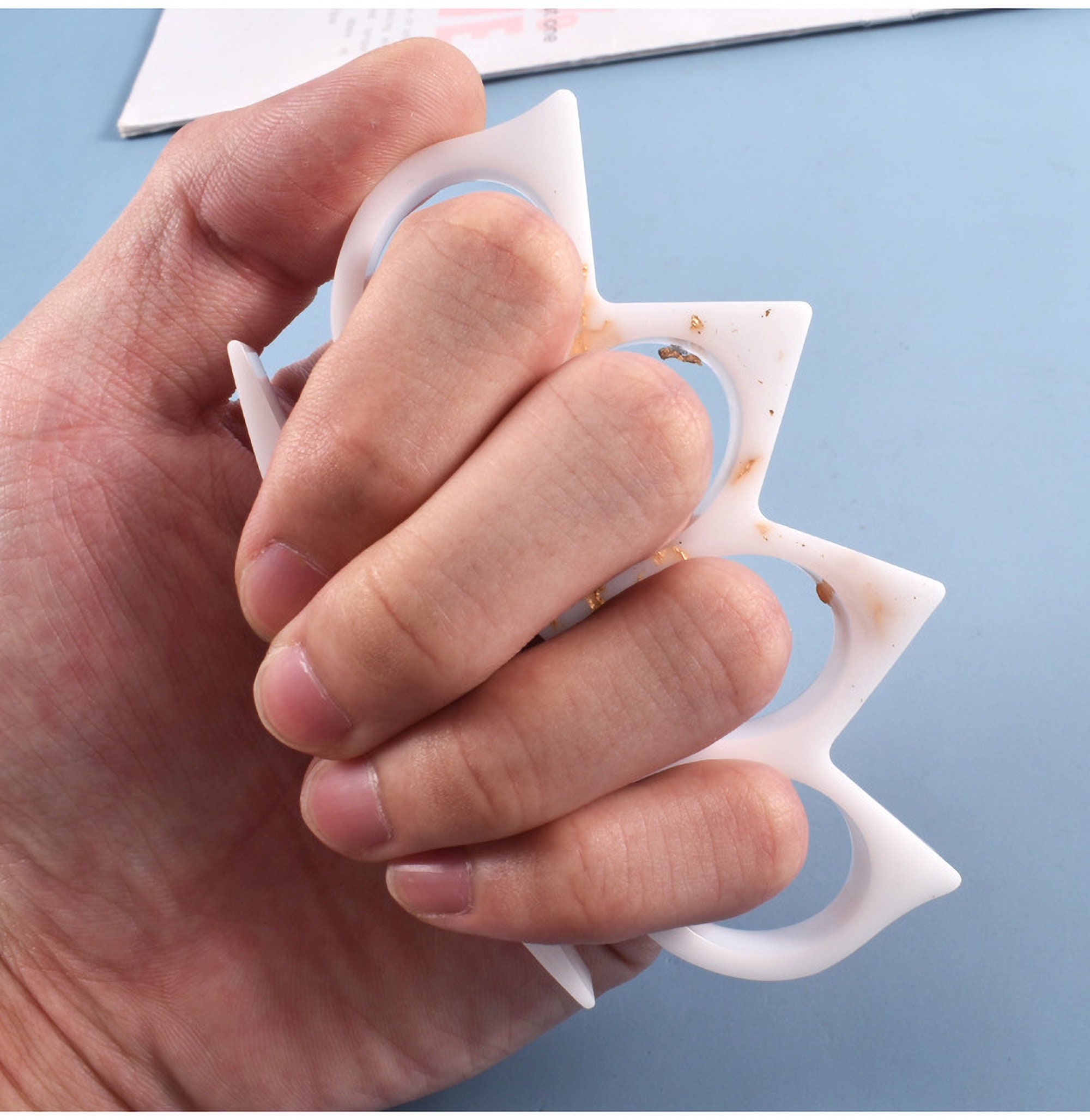 Self Defense Keychain Resin Mold cat face key chain brass Etsy