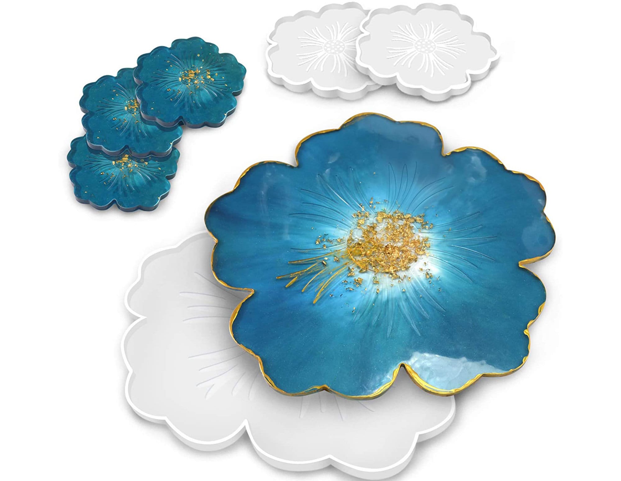 Large Flower Silicone Mold Flower Coaster Resin Mold Poppy Etsy