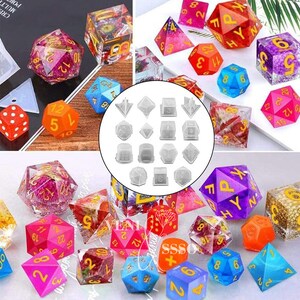 3D Dice Mold,dnd Dice Resin Mold, Polyhedral Dice Silicone Mold, Digital Game Epoxy, Cloche Bell Jar Display ,Dice Cup Mold,Jewelry Showcase