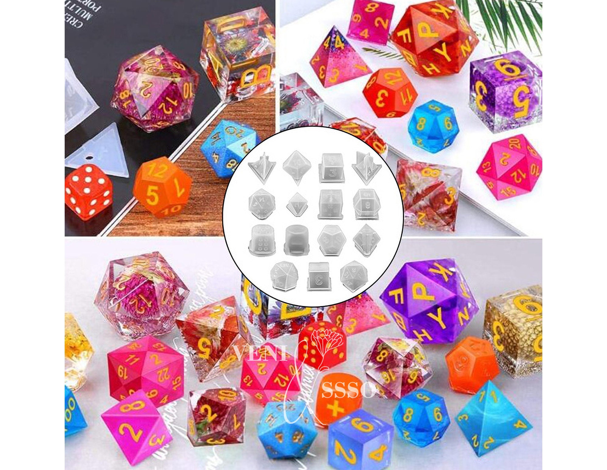 3D Dice Mold,dnd Dice Resin Mold, Polyhedral Dice Silicone Mold