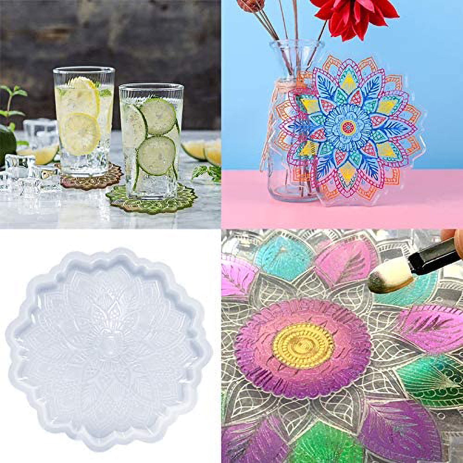 Flower Coaster Resin Mold Sunflower Coasters Agate Moldscup Etsy