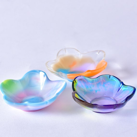 Generic 4PCS Flower Dish Resin Molds, Silicone Jewelry Tray Molds