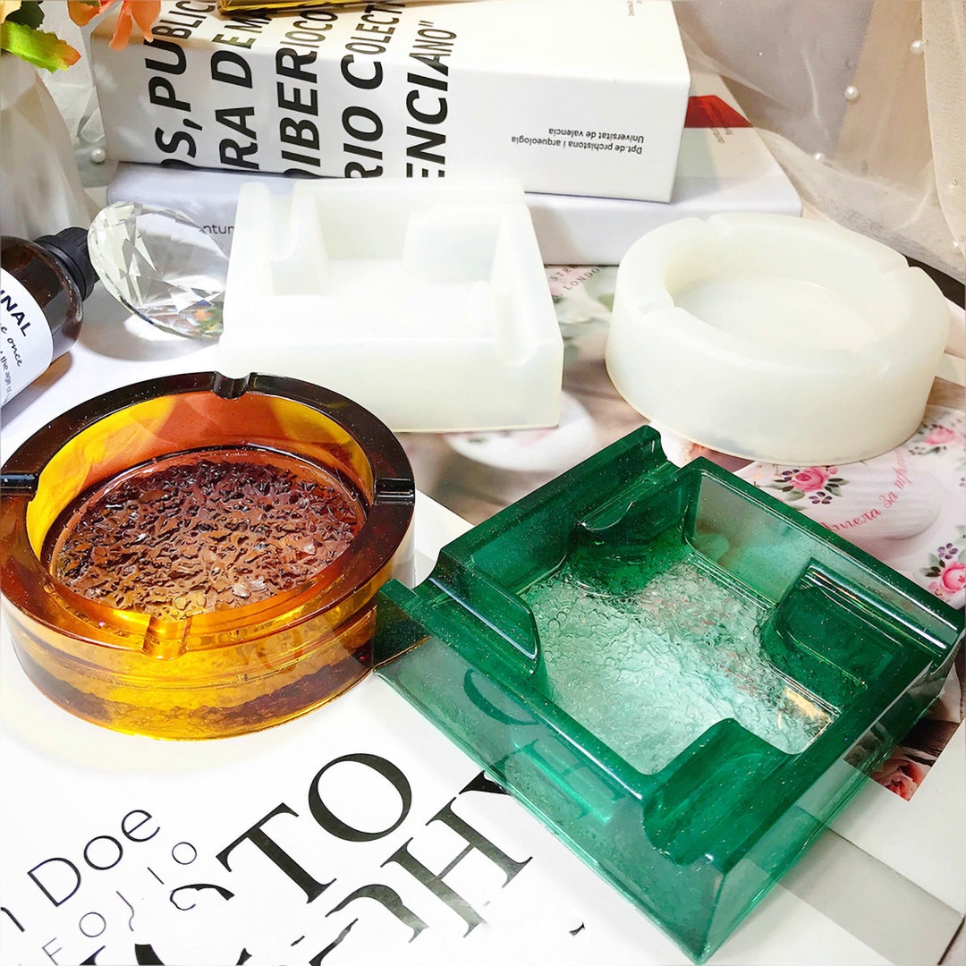 Large Ashtray Resin Mold, Square Round Ashtray Molds Silicone, Vintage