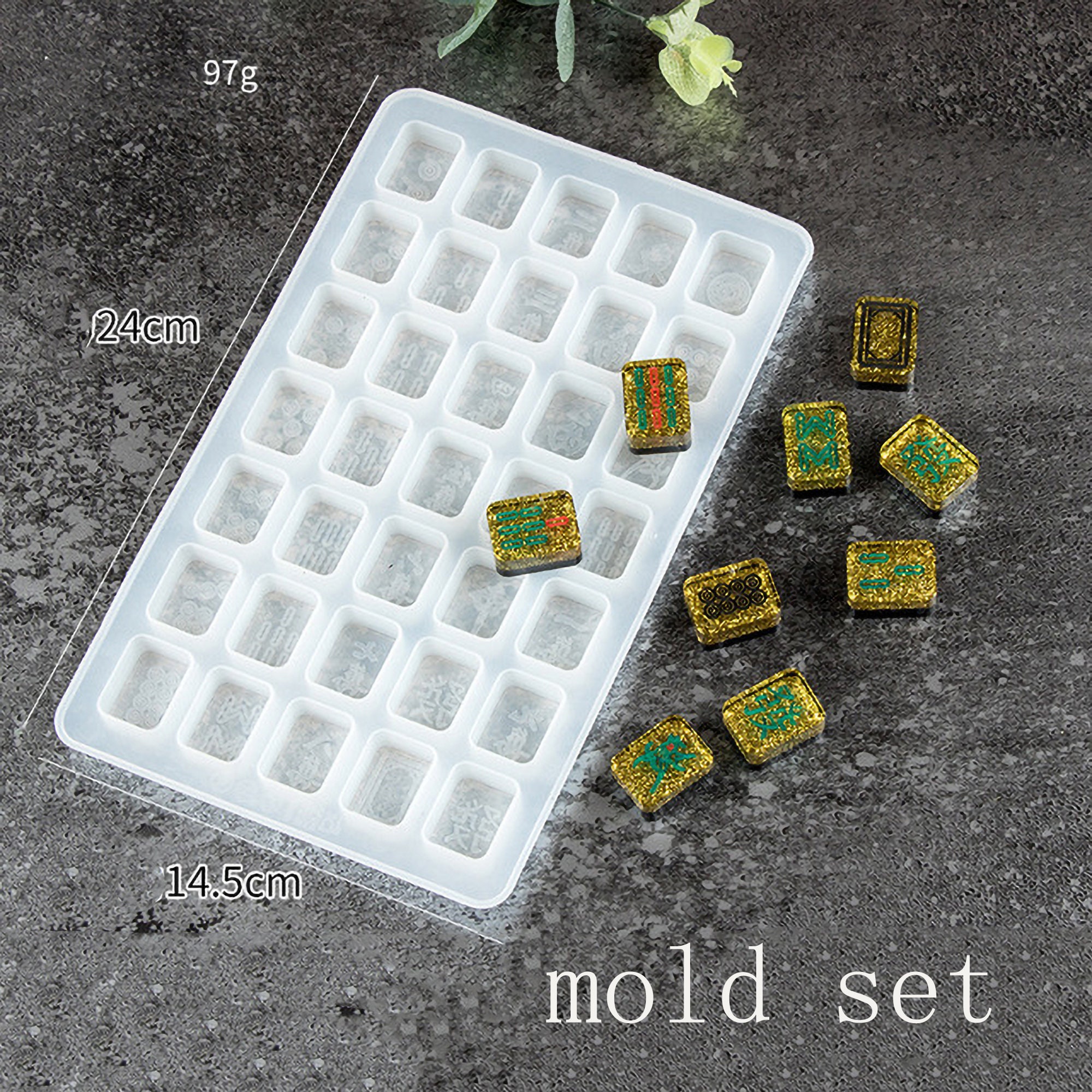 Silicone Mahjong, fundição resina epóxi Mahjong chinês, 2 peças moldes  silicone para conjunto jogos Mahjong para projetos artesanato DIY, enfeites