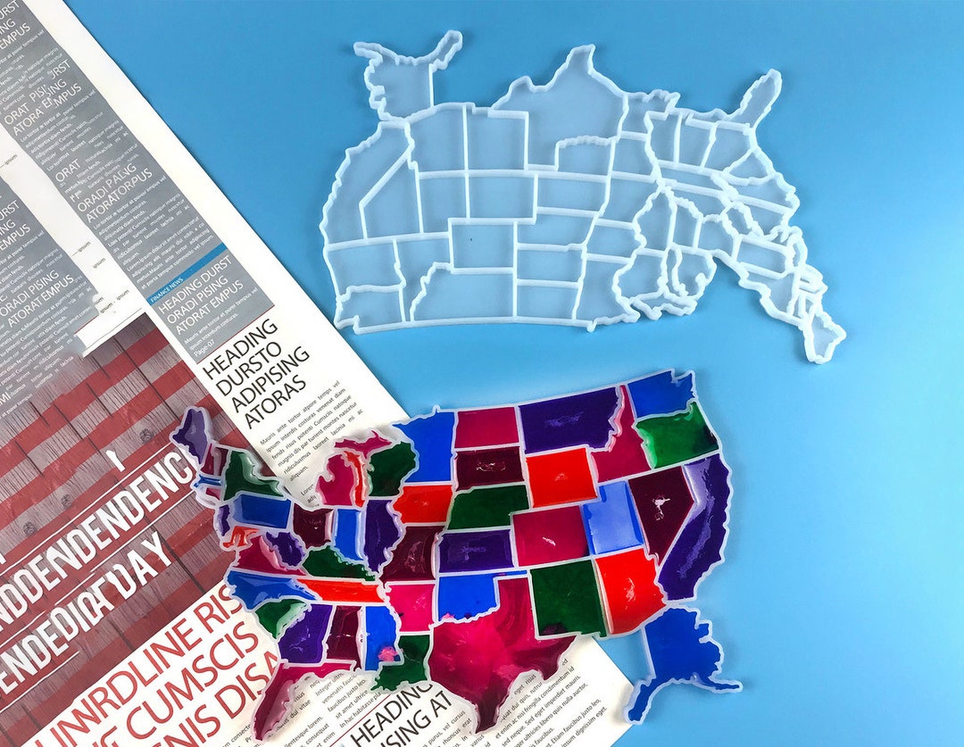 United States Map Resin Molds Resin Map Silicone Mold Large Etsy