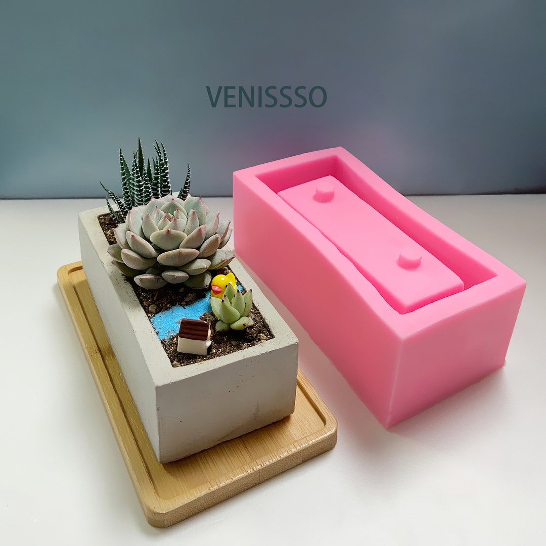 Rectangle Flower Pot Resin Mold Flowerpot Mold Potted Etsy