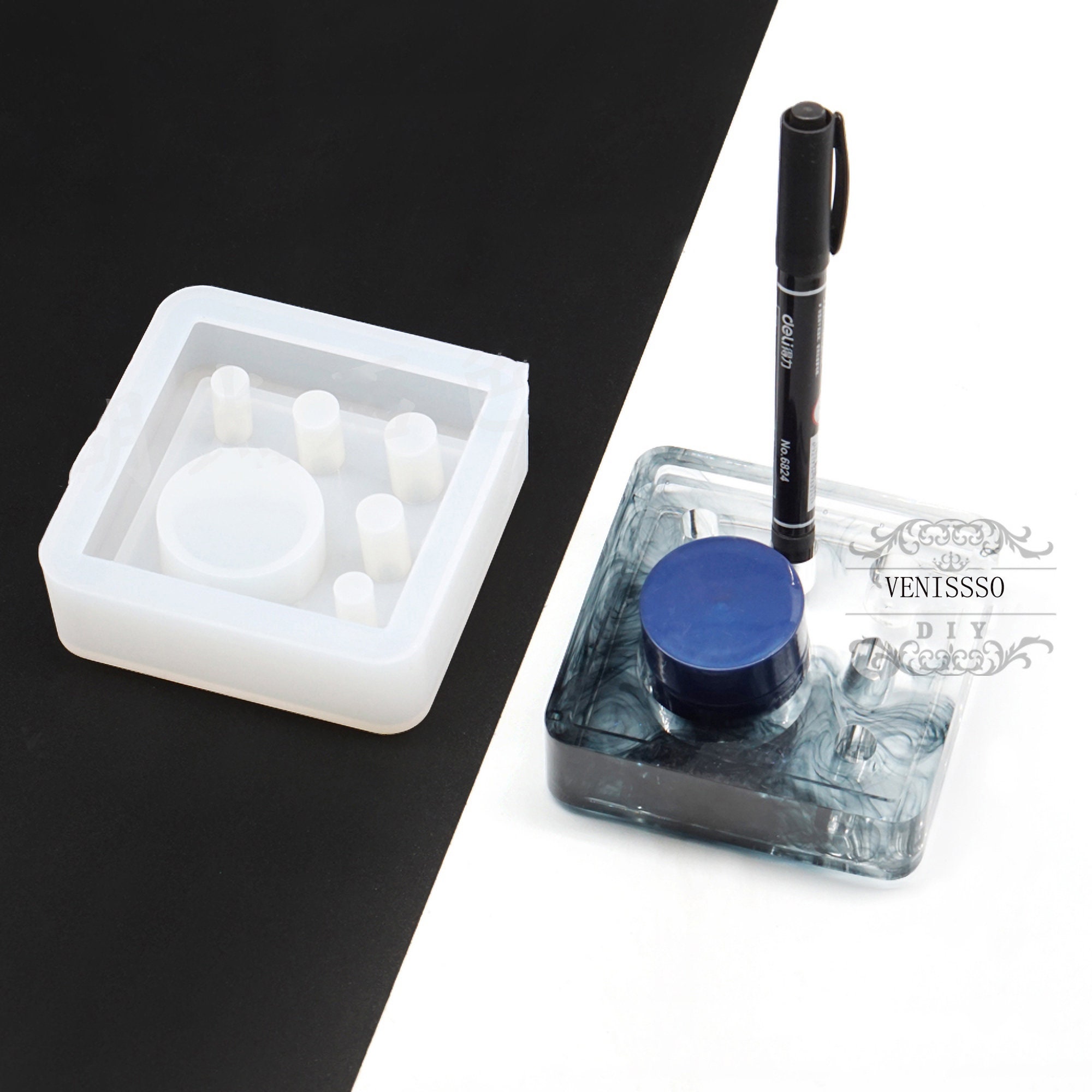 New Pen Holder Resin Mold Pencil Holder Silicone Mold Etsy