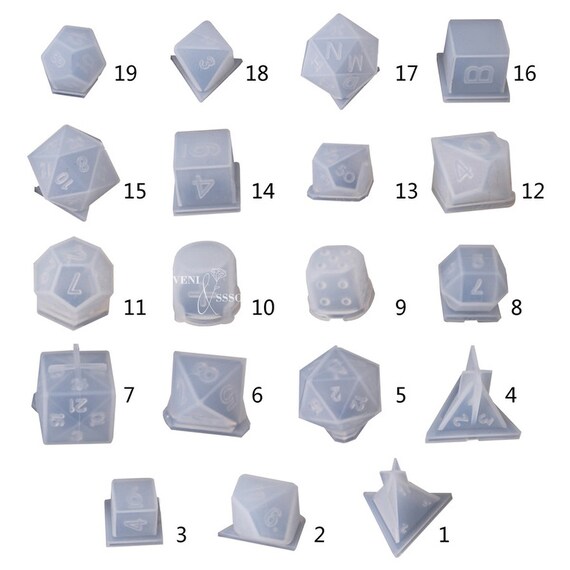 Crystal Epoxy Resin Mold Kit Dice Digital Game Silicone Mould Art Crafts