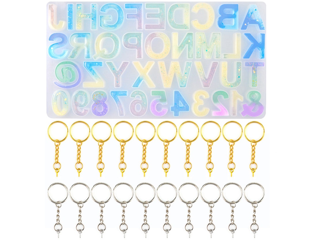 Alphabet Keychain Resin Mold, Letter Kit Silicone Mold, Number Backward