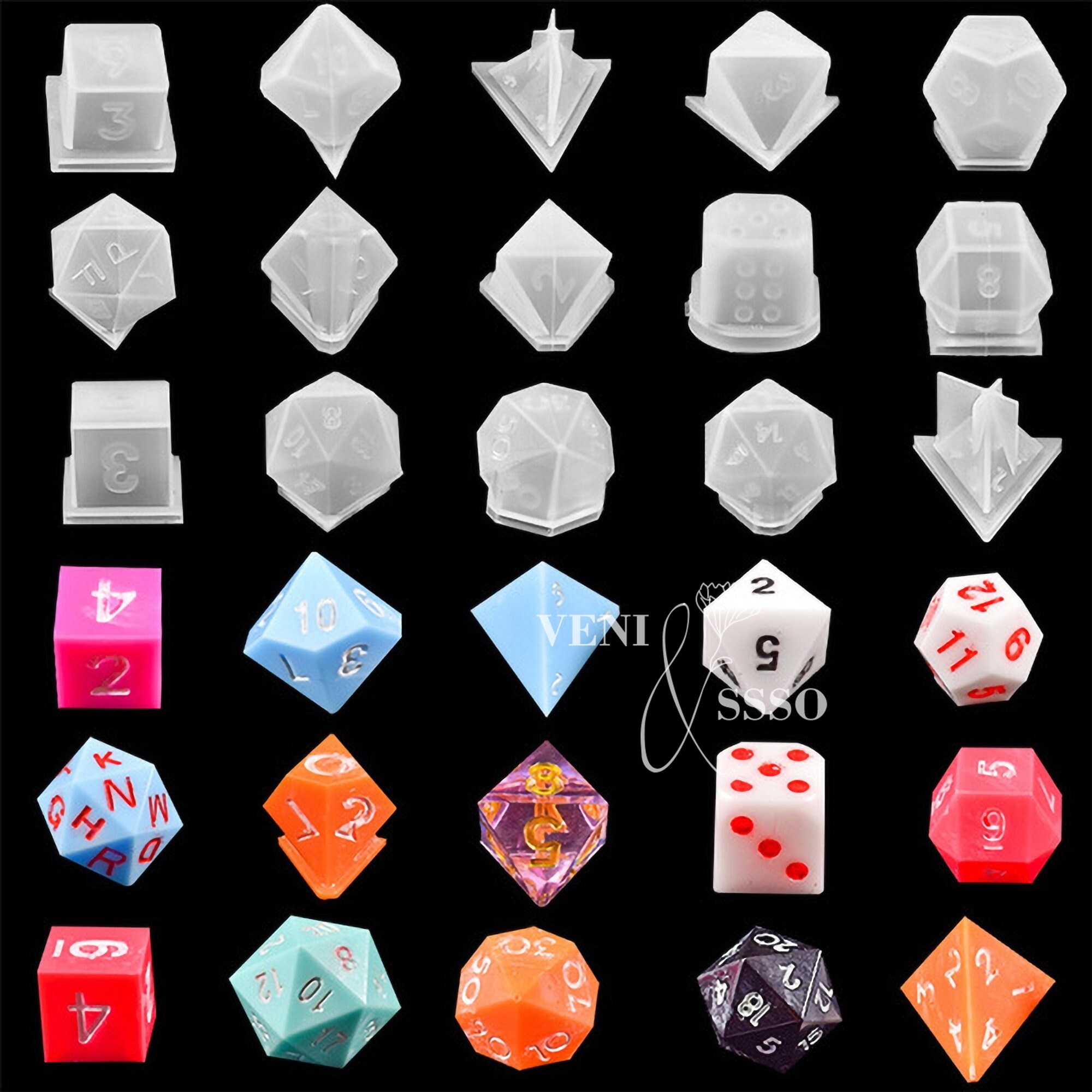 3D Dice Molddnd Dice Resin Mold Polyhedral Dice Silicone Etsy UK