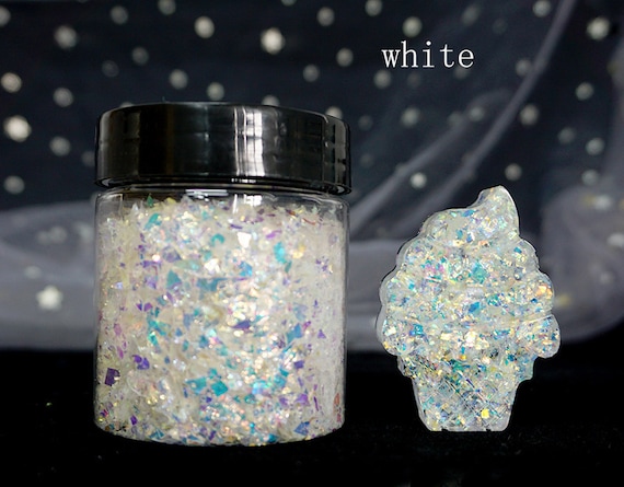 15g Iridescent Glitter, Glitter for Resin , Jewelry Decor, Chunky Glitter,  Holographic Glitter, Flakes Powder, White Glitter, Craft Handmade 