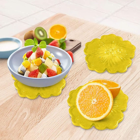 Large Flower Shape Resin Coaster Molds Fruit Cup Silicone Tray